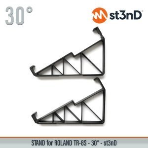 Close-up of the legs of the st3nD 3D printed stand for Roland TR-8S, 30 degree
