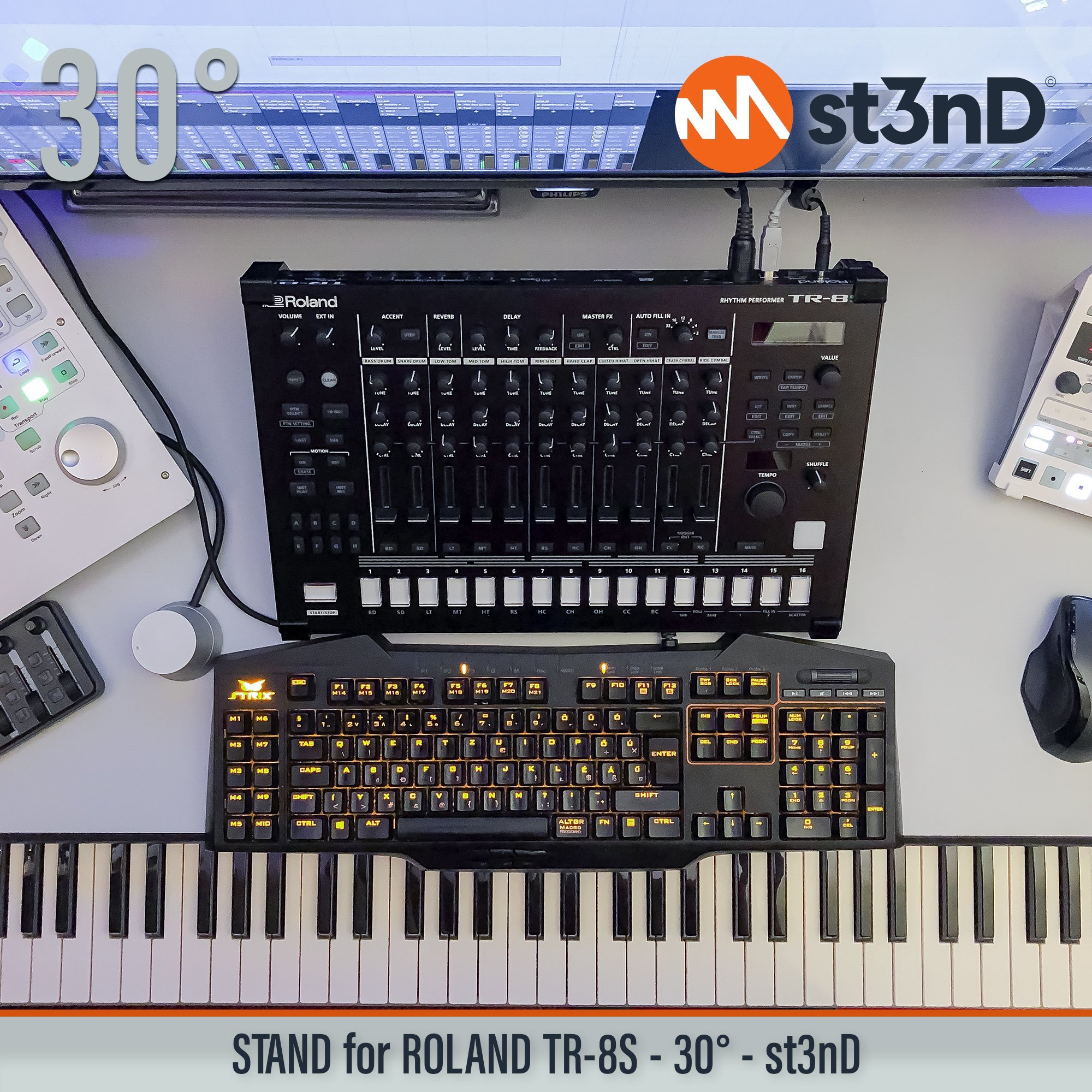 aira drum machine groovebox portable roland roland tr8s st3nD stand stong studio gear sturdy tilted tr8s ROLAND Tr-8s roland aira roland drum machine