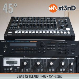 Front view of the st3nD 3D printed stand for Roland TR-8S, 45 degree