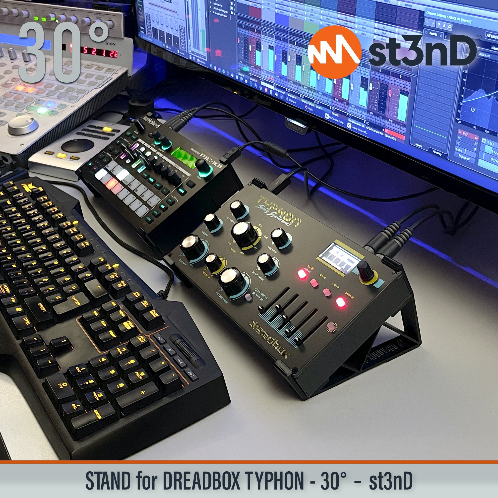 dreadbox dreadbox typhon instrument accessory portable st3nD stable stand strong sturdy synth synth accesory tilted typhon analog synth