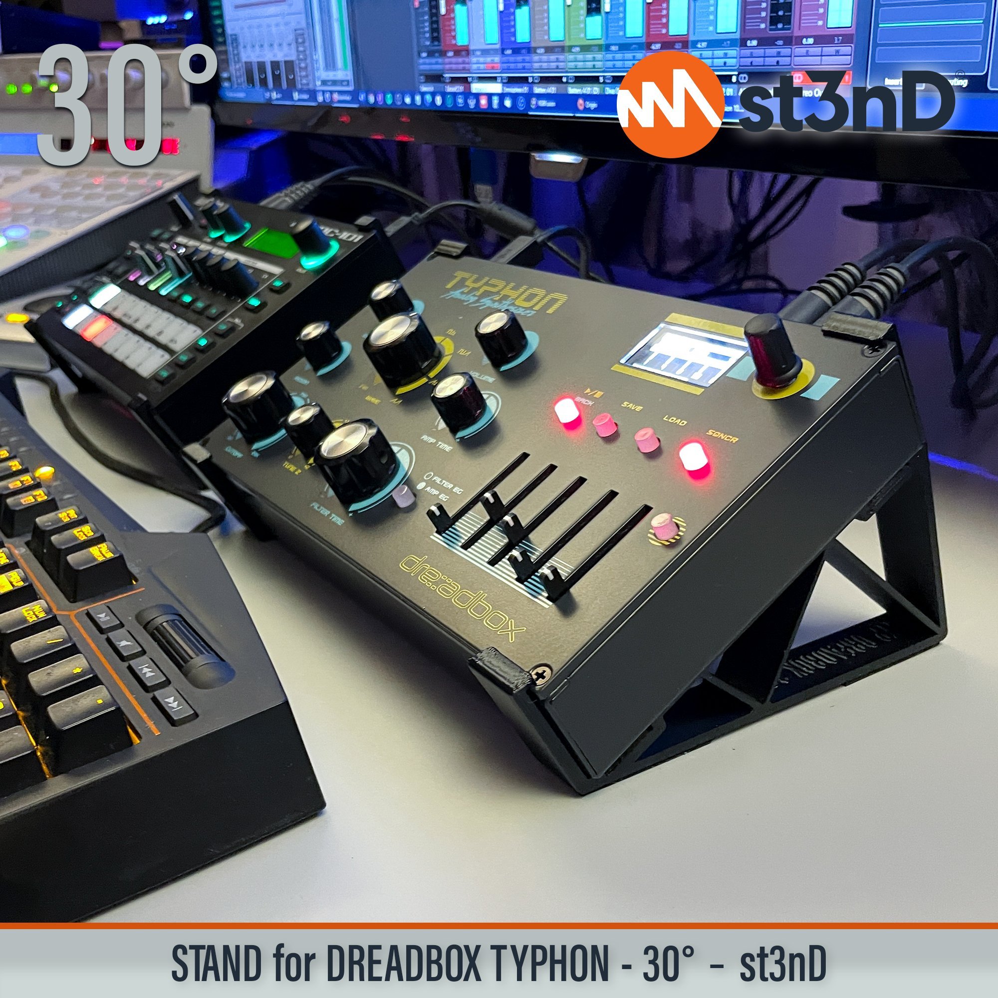dreadbox dreadbox typhon instrument accessory portable st3nD stable stand strong sturdy synth synth accesory tilted typhon analog synth