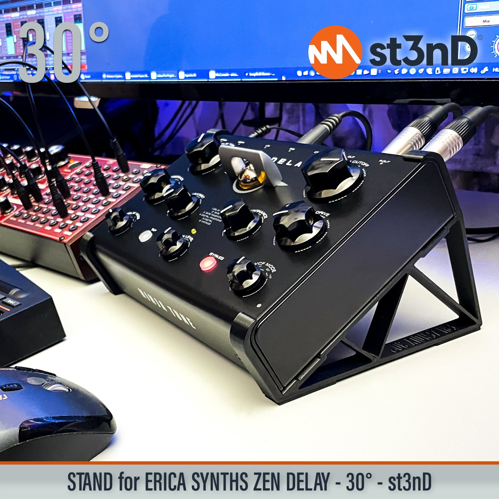 Delay pedal effects pedal Erica Synths erica synths delay portable sfx st3nD stable stand strong sturdy tilted Zen Delay Erica Synths Zen Delay Ninja Tune delay fx pedal