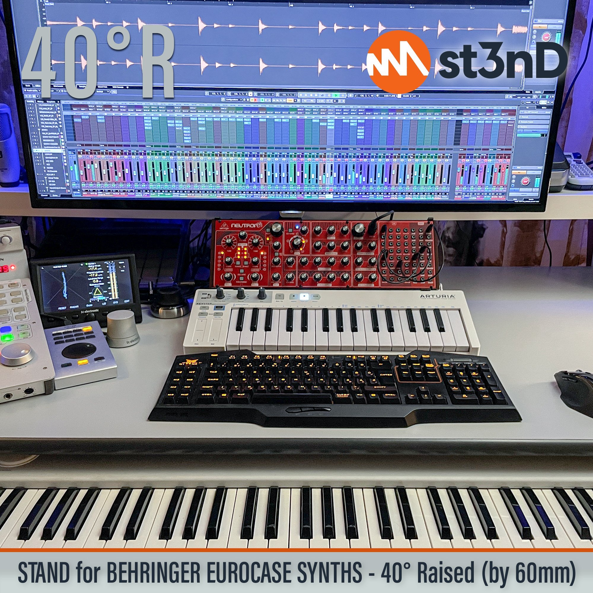 behringer model-d portable pro-1 pro800 solina st3nD stable stand strong sturdy tilted toro eurorack 104 eurocase