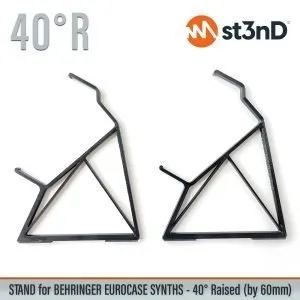 Close-up of the legs of the st3nD 3D printed stand for Behringer 70hp/80hp Eurorack Case Synths, 40 degree, raised by 60 mm