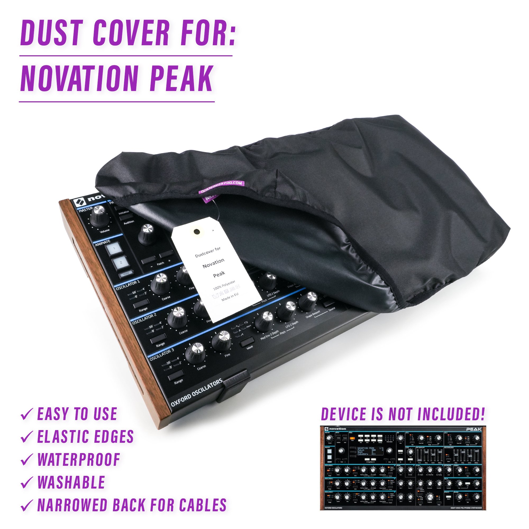 dust cover dustcover dustcoverpro elastic novation Novation PEAK PEAK synth synth protection water resistant waterproof