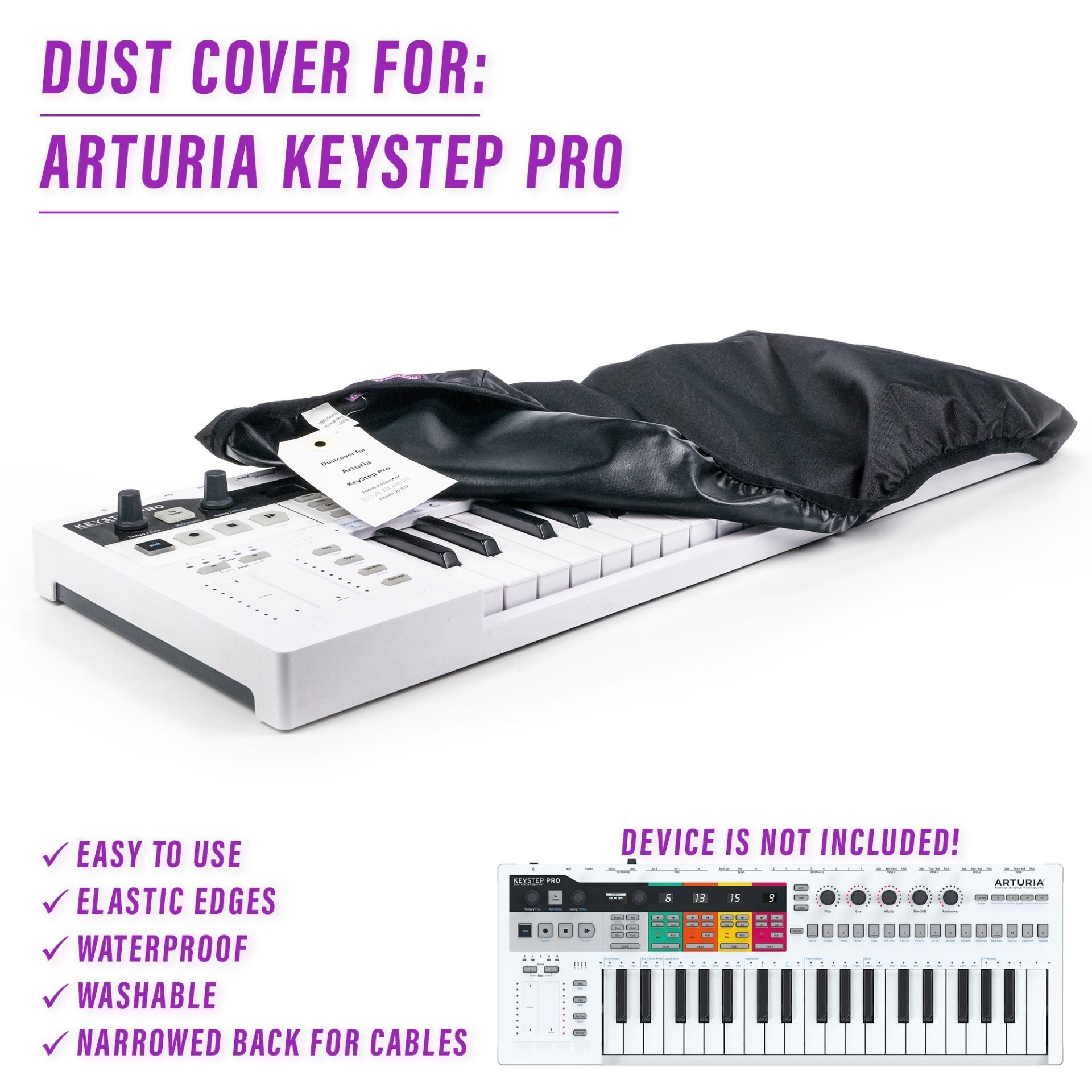 arturia ARTURIA Keystep Pro dust cover dustcover dustcoverpro elastic Keystep Pro synth synth protection water resistant waterproof