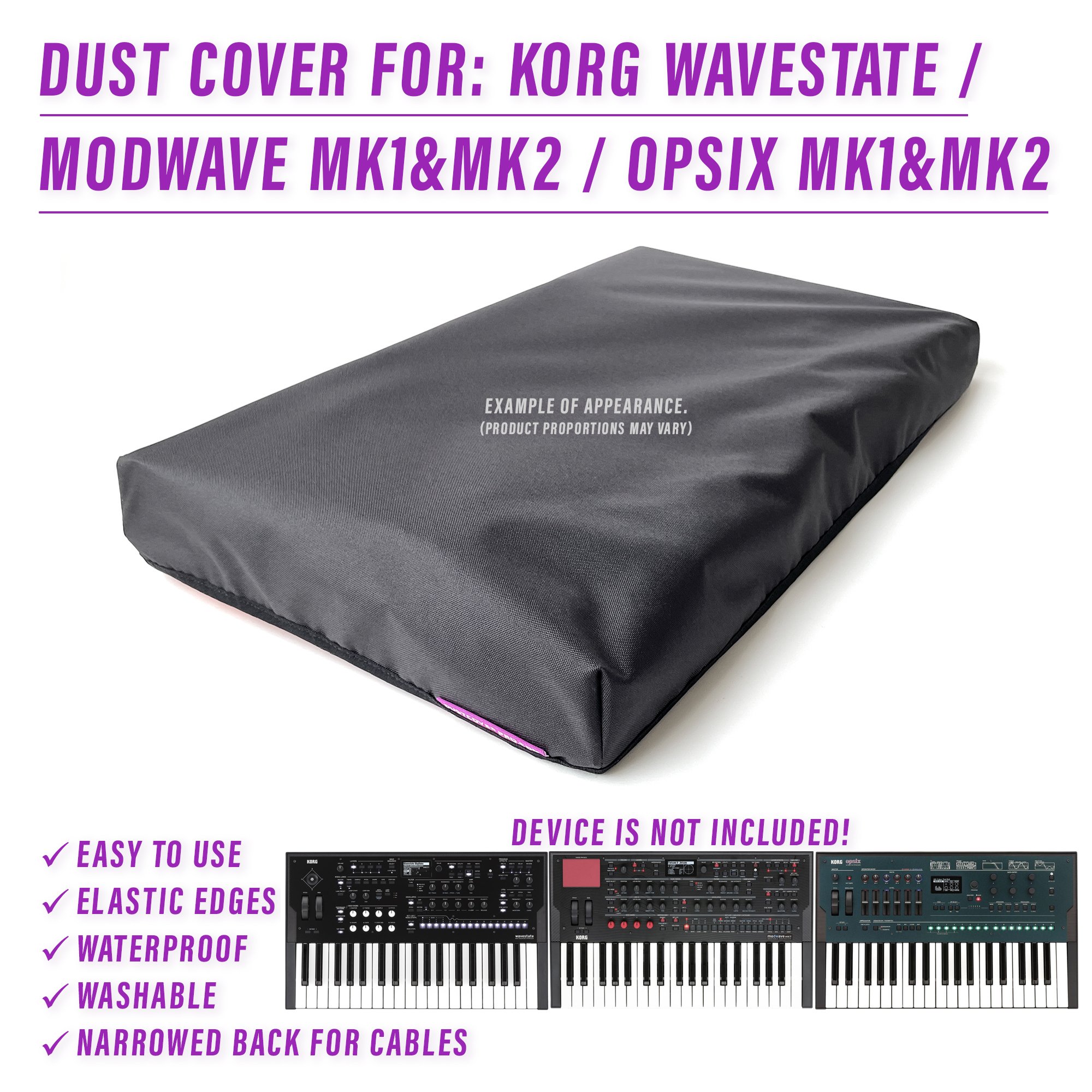 dust cover dustcover dustcoverpro elastic korg KORG MODWAVE (MK1 & MK2) KORG OPSIX (MK1 & MK2) KORG Wavestate synth synth protection water resistant waterproof Wavestate