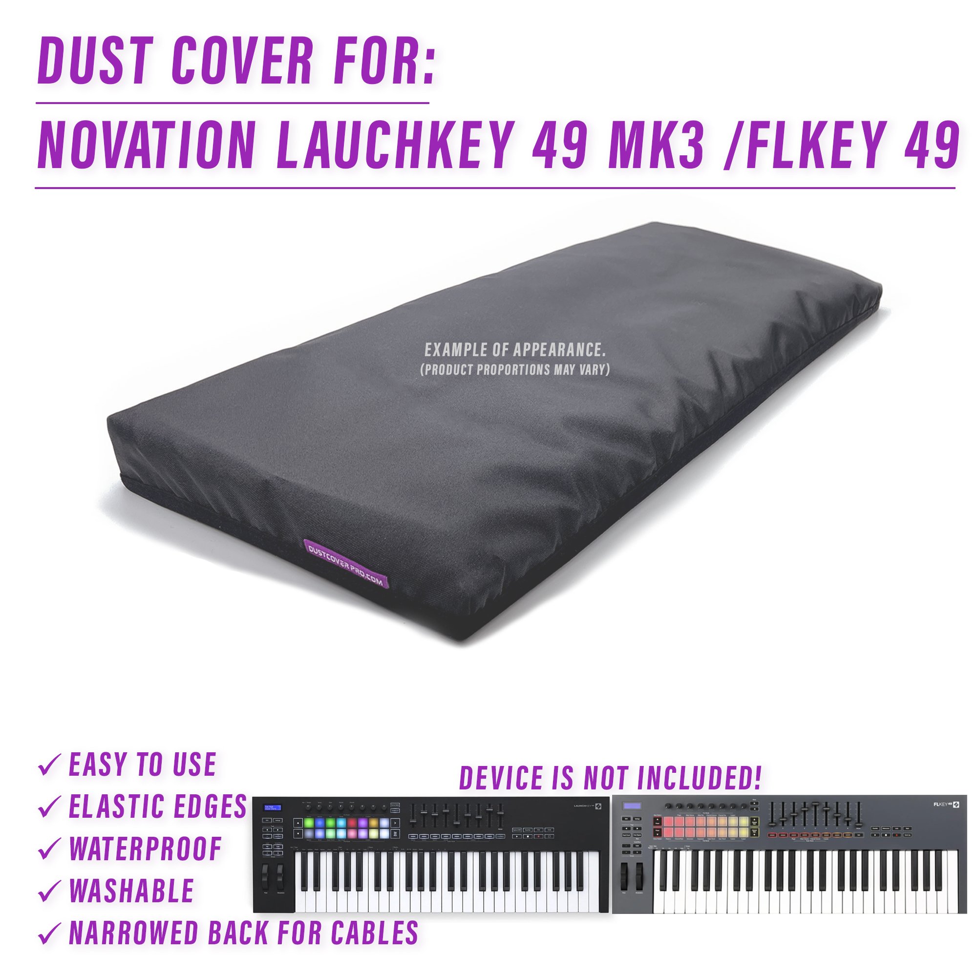 dust cover dustcover dustcoverpro elastic LAUNCHKEY 49 Mk3 LAUNCHKEY49 MkIII Novation LAUNCHKEY synth synth protection water resistant waterproof FLkey 49