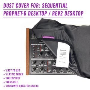 Close-up detail of the st3nD dust cover for Sequential Prophet-6 / Prpphet Rev2 Desktop