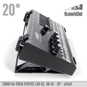 st3nD 3D printed stand for Erica Synths LXR-02 / DB-01, 20 degree, alternate product photo (drone maschine)