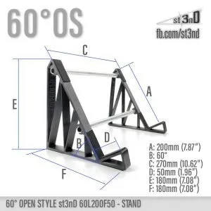 st3nD universal 3D printed stand for Synths / Controllers / FX, 60 degree, open style, 60L200F50, alternate product photo