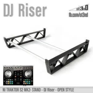 st3nD dj riser 3D printed stand for NI Traktor S2 MK2, open style, alternate product photo (dj controller)