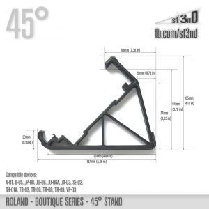 st3nD 3D printed stand for Roland Boutique Synths, 45 degree, alternate product photo (studio gear)