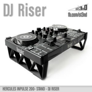 st3nD dj riser 3D printed stand for Hercules Djcontrol Inpulse 200 (Mk1), alternate product photo (home studio)