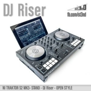 st3nD dj riser 3D printed stand for NI Traktor S2 MK3, open style, alternate product photo (dj controller)
