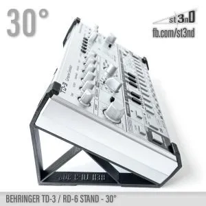 st3nD 3D printed stand for Behringer TD-3 / RD-6, 30 degree, alternate product photo (studio accessory)