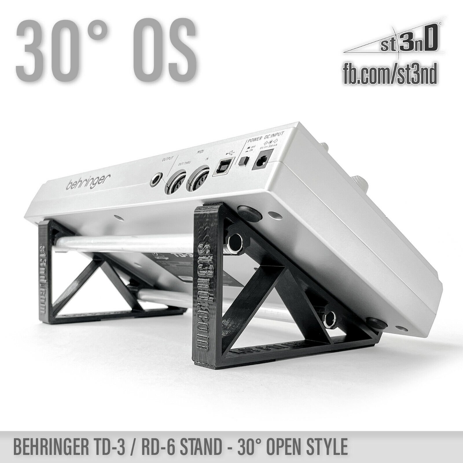 Support De Bureau Pour Synthétiseurs Behringer TD-3 Et RD-6 - 2 Niveaux (15° Et 60°) - Montage Sans Outil - Design Acid Orange - Stable Et Ergonomique