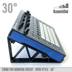 st3nD 3D printed stand for Novation Circuit, 30 degree, open style, alternate product photo (synth accesory)