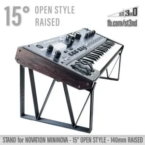 st3nD 3D printed stand for Novation Mininova, 15 degree, raised 140mm, open style (synth accessory)