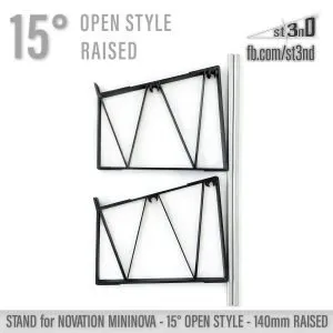 st3nD 3D printed stand for Novation Mininova, 15 degree, raised 140mm, open style, alternate product photo
