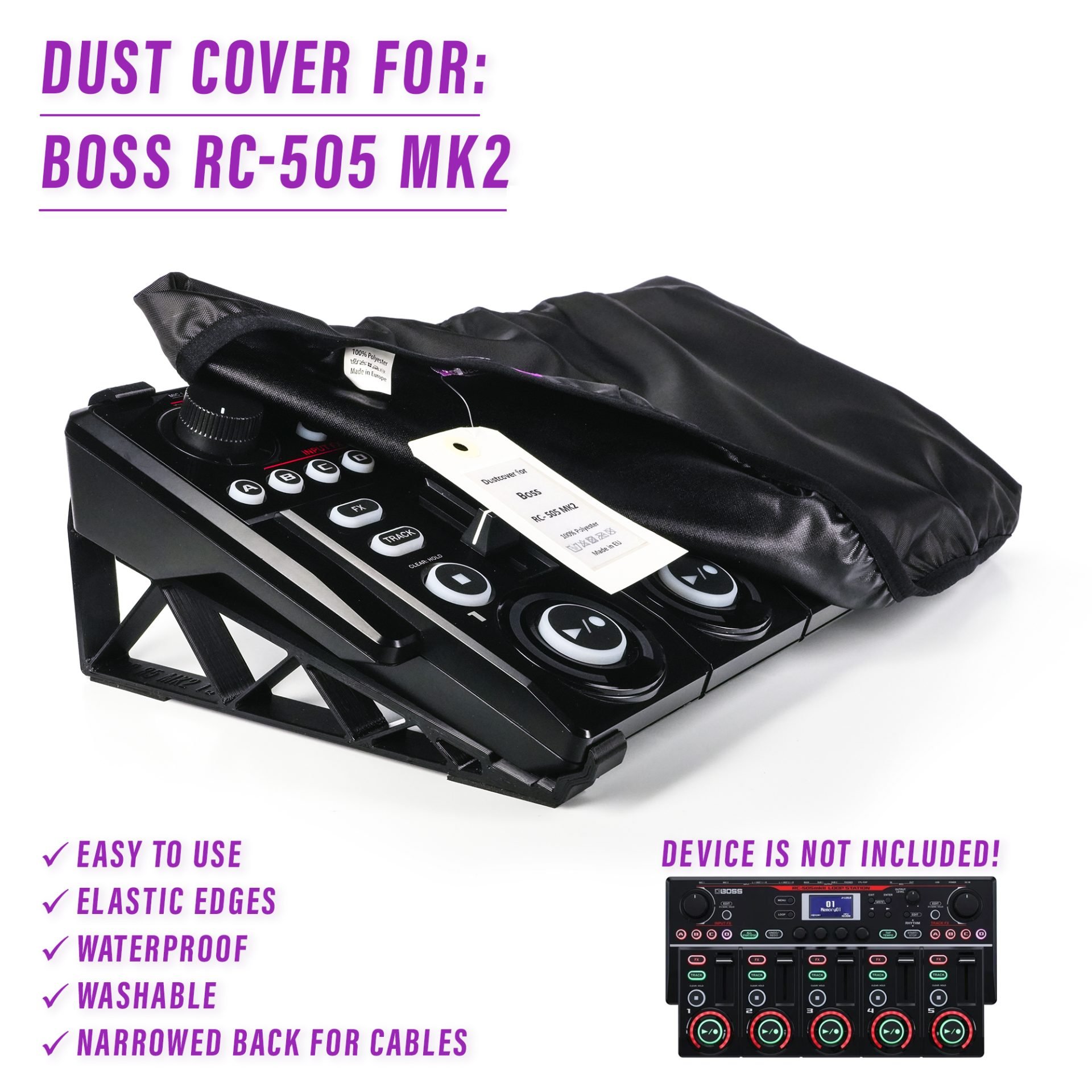 BOSS, BOSS Rc-505 Mk2, dust cover, dustcover, dustcoverpro, elastic, Rc 505 Mk2, synth, synth protection, water resistant, waterproof