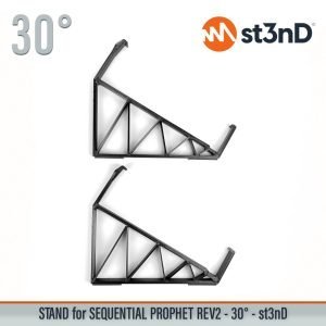 st3nD 3D printed stand for Sequential Prophet REV2 Desktop, 30 degree, alternate product photo (home studio)