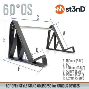 st3nD universal 3D printed stand for Synths / Controllers / FX, 60 degree, open style, 60L150F50, alternate product photo