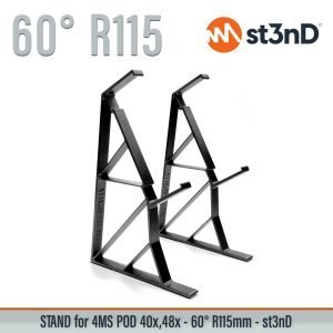 st3nD 3D printed stand for 4MS POD 40X / 48x, 60 degree, raised by 115 mm, alternate product photo (modular synth)