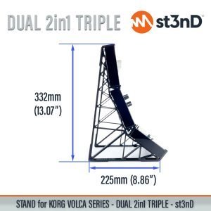 With dimensions of the st3nD dual triple 3D printed stand for KORG Volca Series