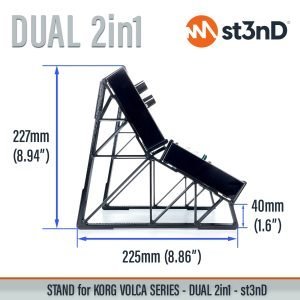 With dimensions of the st3nD dual double 3D printed stand for KORG Volca Series