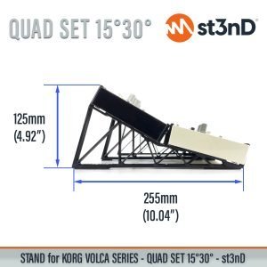 With dimensions of the st3nD Quad Stand SET for KORG Volca Series (15 degree and 30 degree)