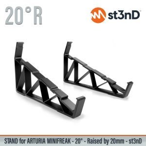 Close-up of the legs of the st3nD 3D printed stand for Arturia Minifreak / Minifreak Vocoder Edition, 20 degree, raised by 20 mm