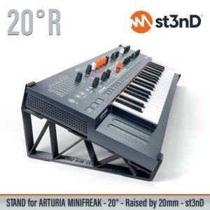 st3nD 3D printed stand for Arturia Minifreak / Minifreak Vocoder Edition, 20 degree, raised by 20 mm (midi)
