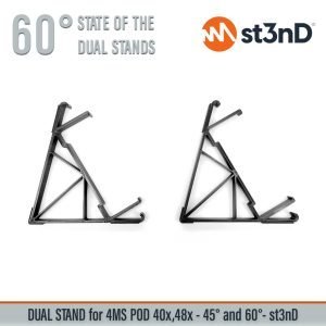 st3nD dual 3D printed stand for 4MS POD 40X / 48x, 45 degree and 60 degree, alternate product photo (eurorack synth)