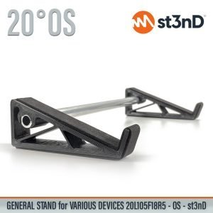 st3nD universal 3D printed stand for Synths / Controllers / FX, 20 degree, open style, 20l105f18r5 (synth accessory)