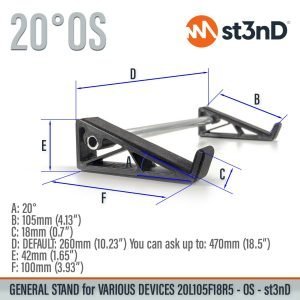 st3nD universal 3D printed stand for Synths / Controllers / FX, 20 degree, open style, 20l105f18r5, alternate product photo