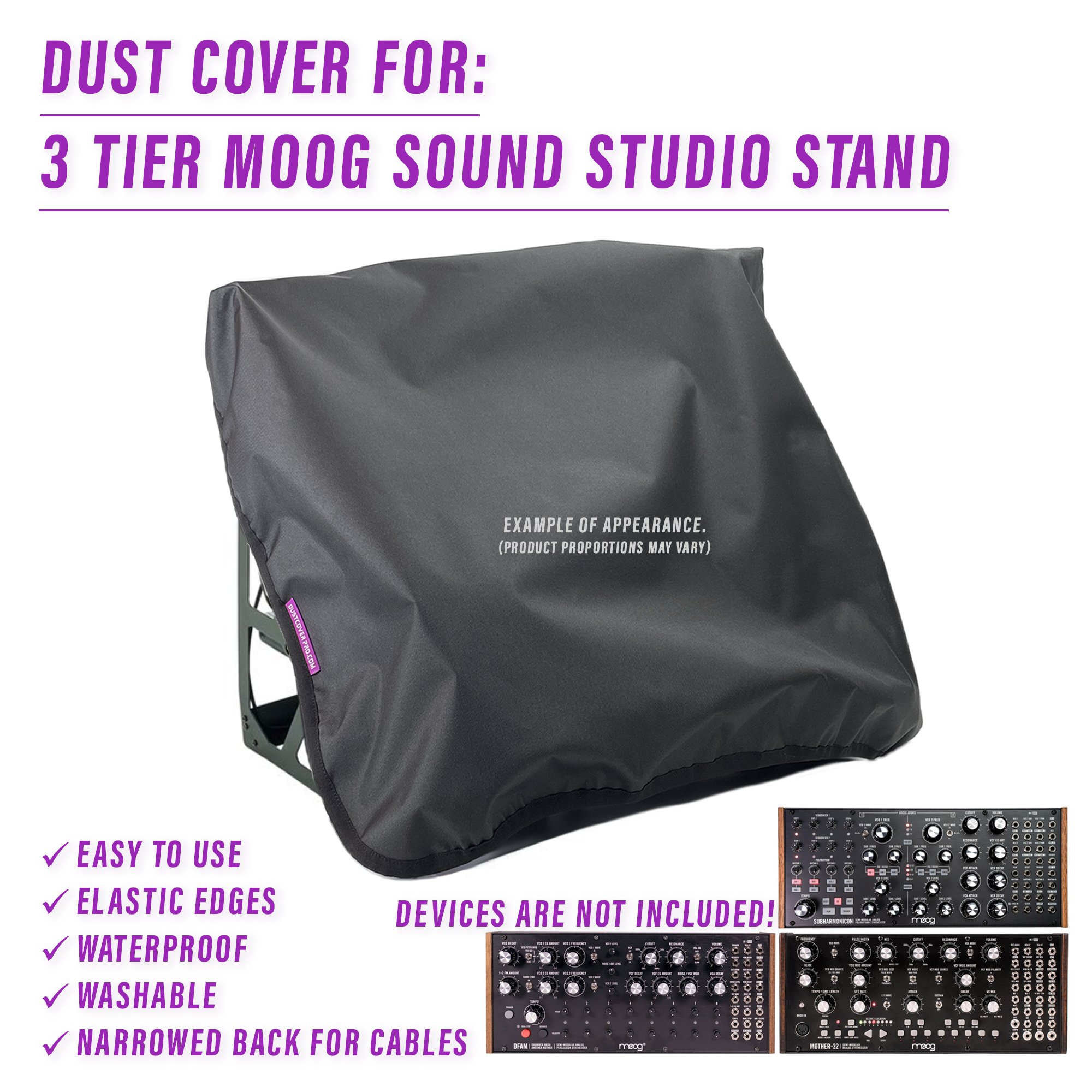 dust cover dustcover dustcoverpro elastic MOOG Mother 32 Dfam MOOG Sound Studio Subharmonicon synth synth protection water resistant waterproof spectravox moog labyrinth