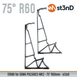 st3nD 3D printed stand for Soma PULSAR-23, 75 degree, raised by 60 mm, alternate product photo (eurorack)
