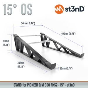 With dimensions of the st3nD 3D printed stand for Pioneer DJM-900 NXS2, 15 degree, open style