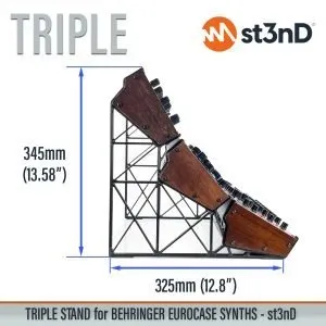With dimensions of the st3nD triple 3D printed stand for Behringer 70hp/80hp Eurorack Case Synths