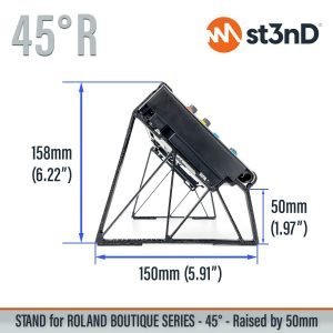 With dimensions of the st3nD 3D printed stand for Roland Boutique Series, 45 degree, raised by 50 mm