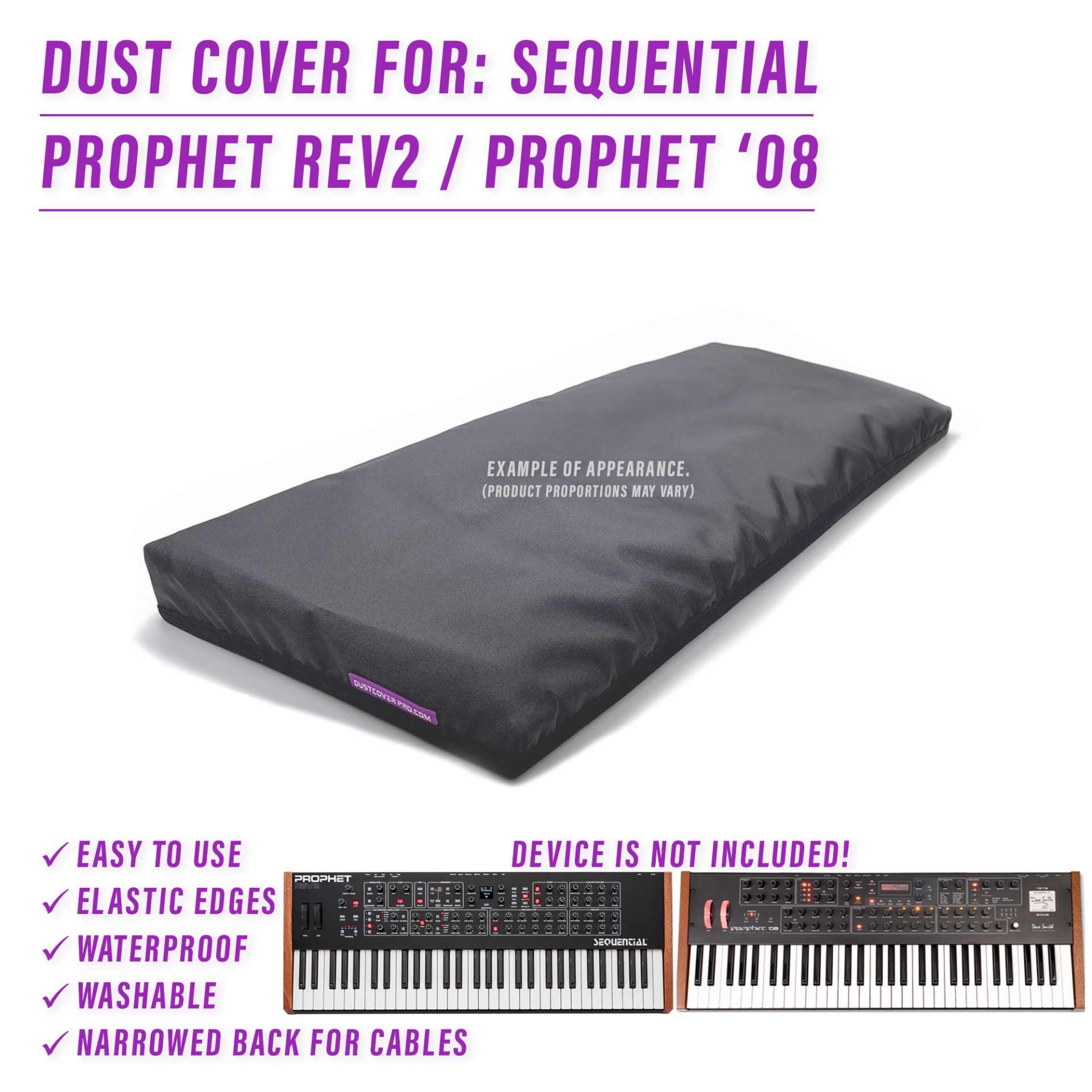 Dave Smiths Inst DSI DSI Prophet Rev2-8 dust cover dustcover dustcoverpro elastic Prophet Rev2 Rev2-16 Rev2 Keyboard SEQUENTIAL Prophet synth synth protection waterproof prophet '08