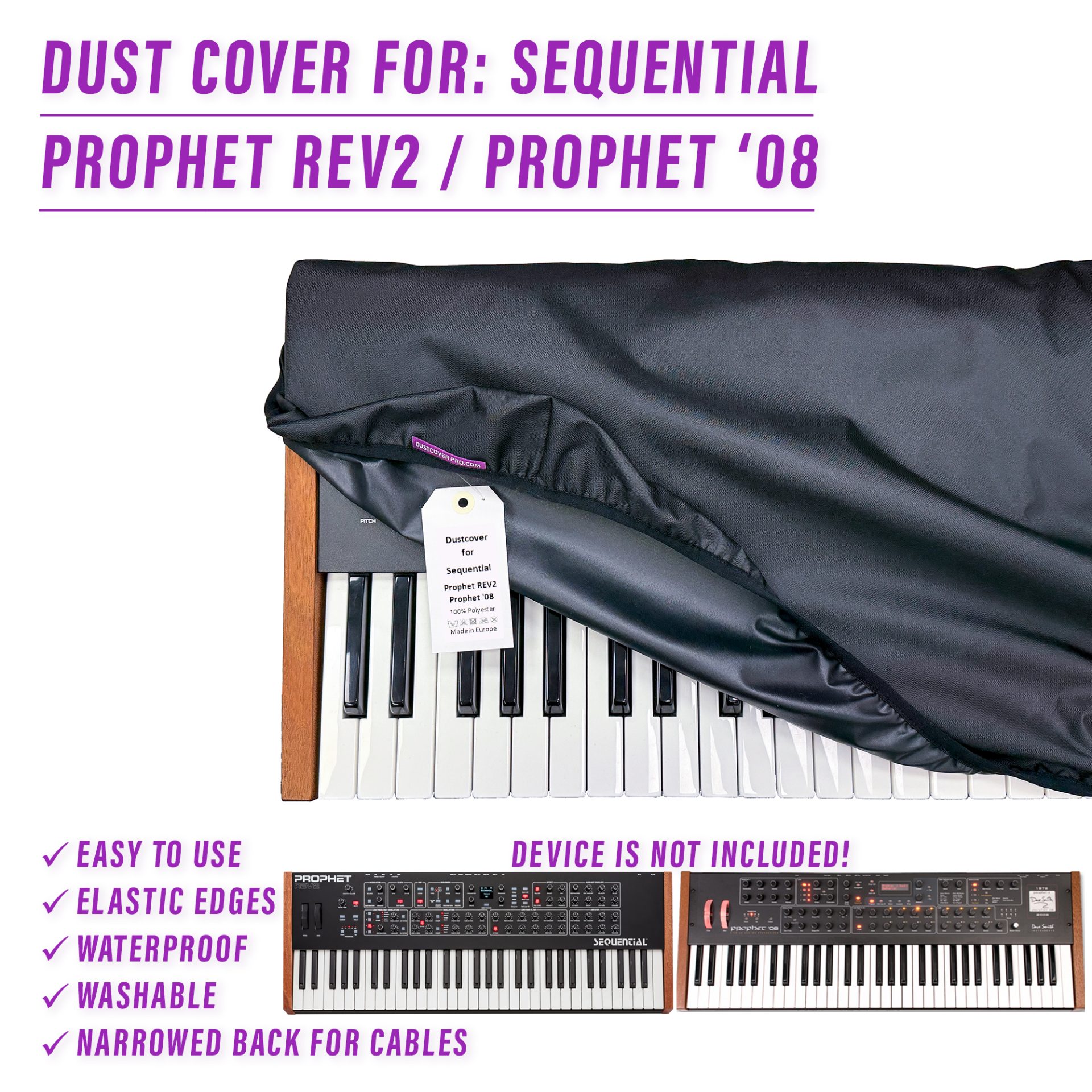 Dave Smiths Inst DSI DSI Prophet Rev2-8 dust cover dustcover dustcoverpro elastic Prophet Rev2 Rev2-16 Rev2 Keyboard SEQUENTIAL Prophet synth synth protection waterproof prophet '08