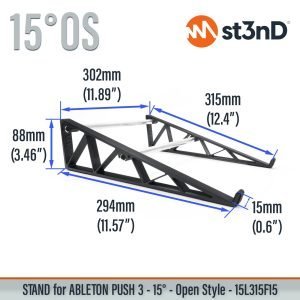 With dimensions of the st3nD 3D printed stand for Ableton Push 3 / Push 3 Standalone- 15 degree, open style