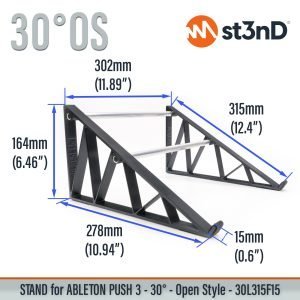 With dimensions of the st3nD 3D printed stand for Ableton Push 3 / Push 3 Standalone, 30 degree, open style
