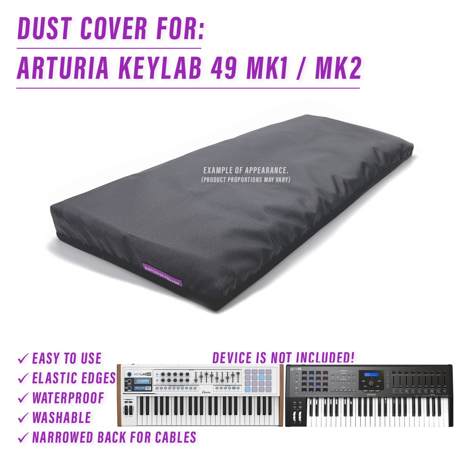 arturia arturia keylab 49 dust cover dustcover dustcoverpro elastic keylab 49 keylab 49 mk2 synth synth protection water resistant waterproof