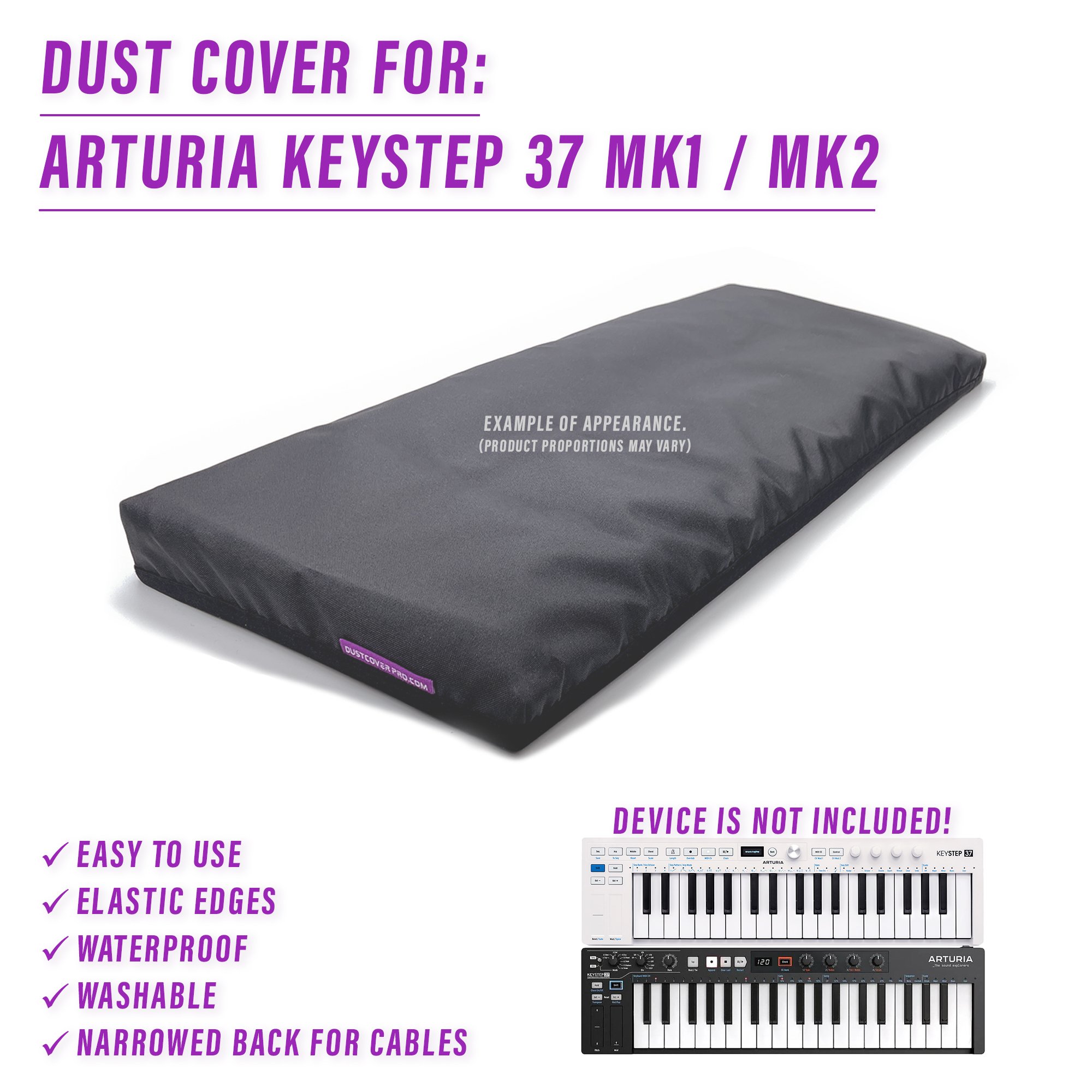 arturia arturia keystep 37 dust cover dustcover dustcoverpro elastic keystep 37 midi controller synth synth protection water resistant waterproof