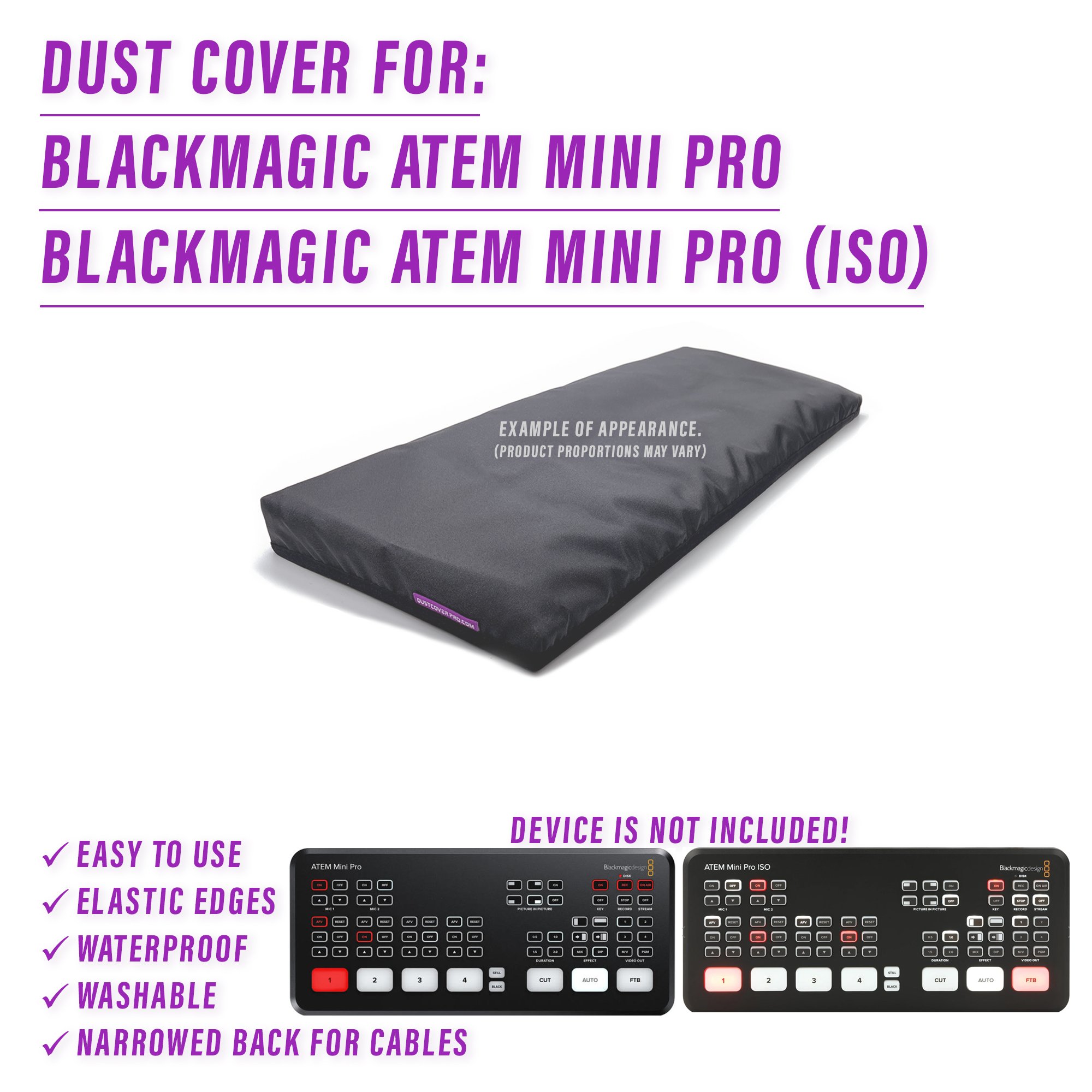 Blackmagic design, atem mini pro, atem mini pro iso, dcp, dust cover, dustcoverpro