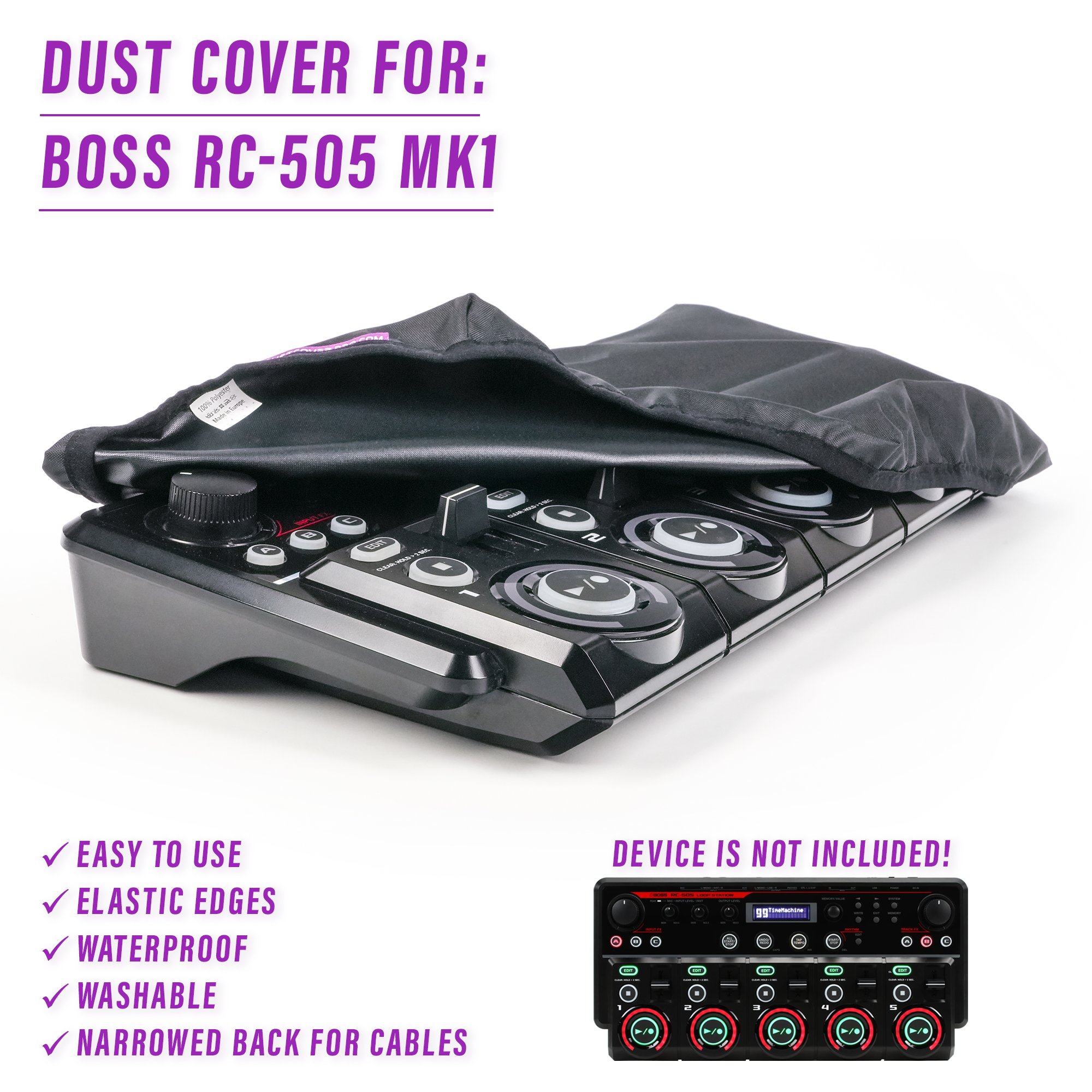 boss guitar pedal boss pedal boss rc 505 mk1 dust cover dustcover dustcoverpro elastic rc 505 mk1 synth synth protection water resistant waterproof