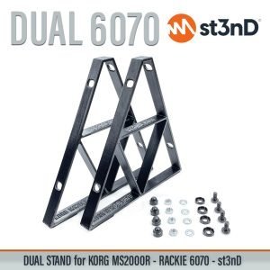 st3nD dual 3D printed stand for KORG MS2000R, Rackie, 60 degree and 70 degree, alternate product photo (synth)